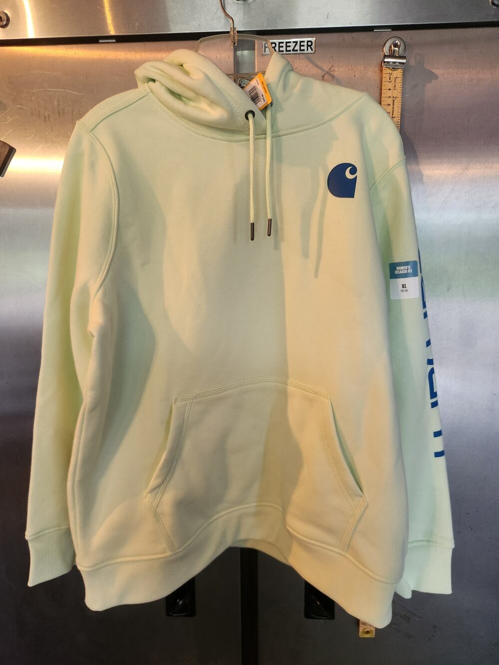 Carhartt Pale Mint Hoodie with Blue Logo